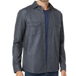 Johnston & Murphy Button Front Houndstooth Knit Shirt Men's Navy